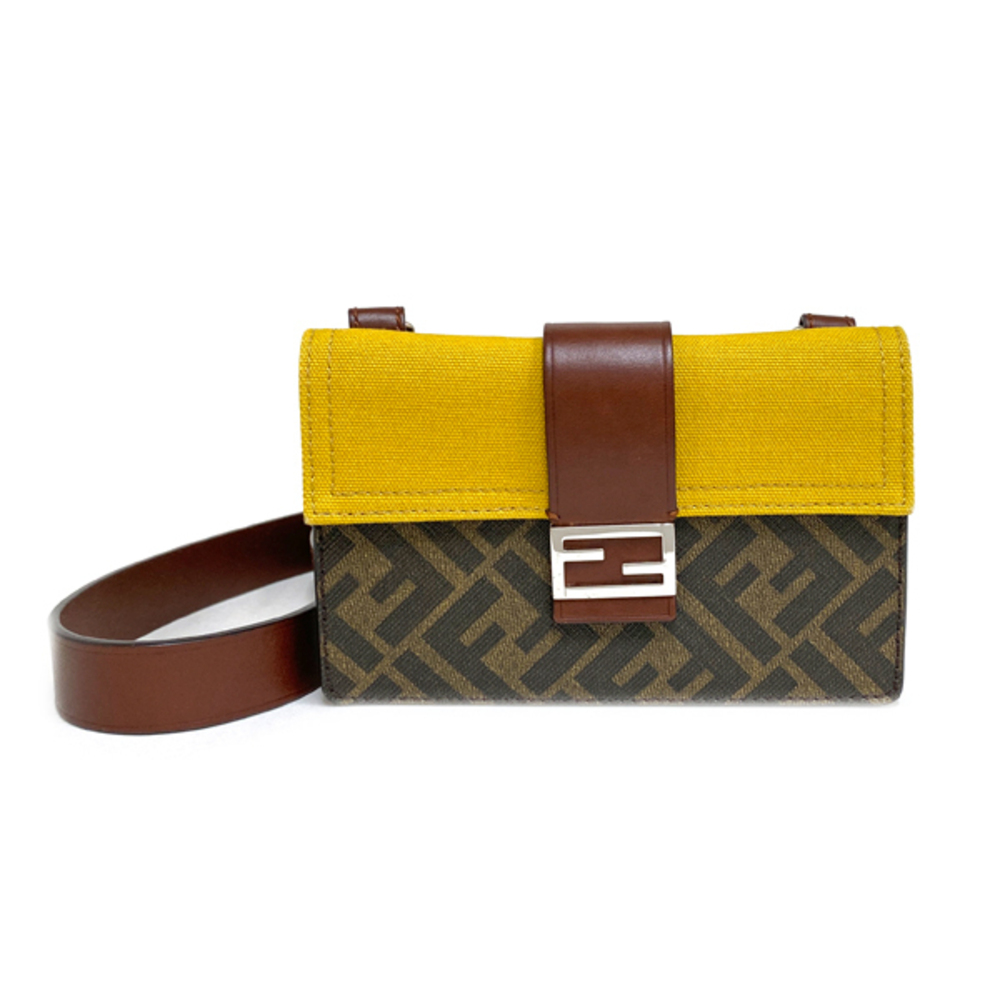 Fendi Zucca Baguette Slim Clutch Shoulder Bag Belt AFSC FF Crossbody